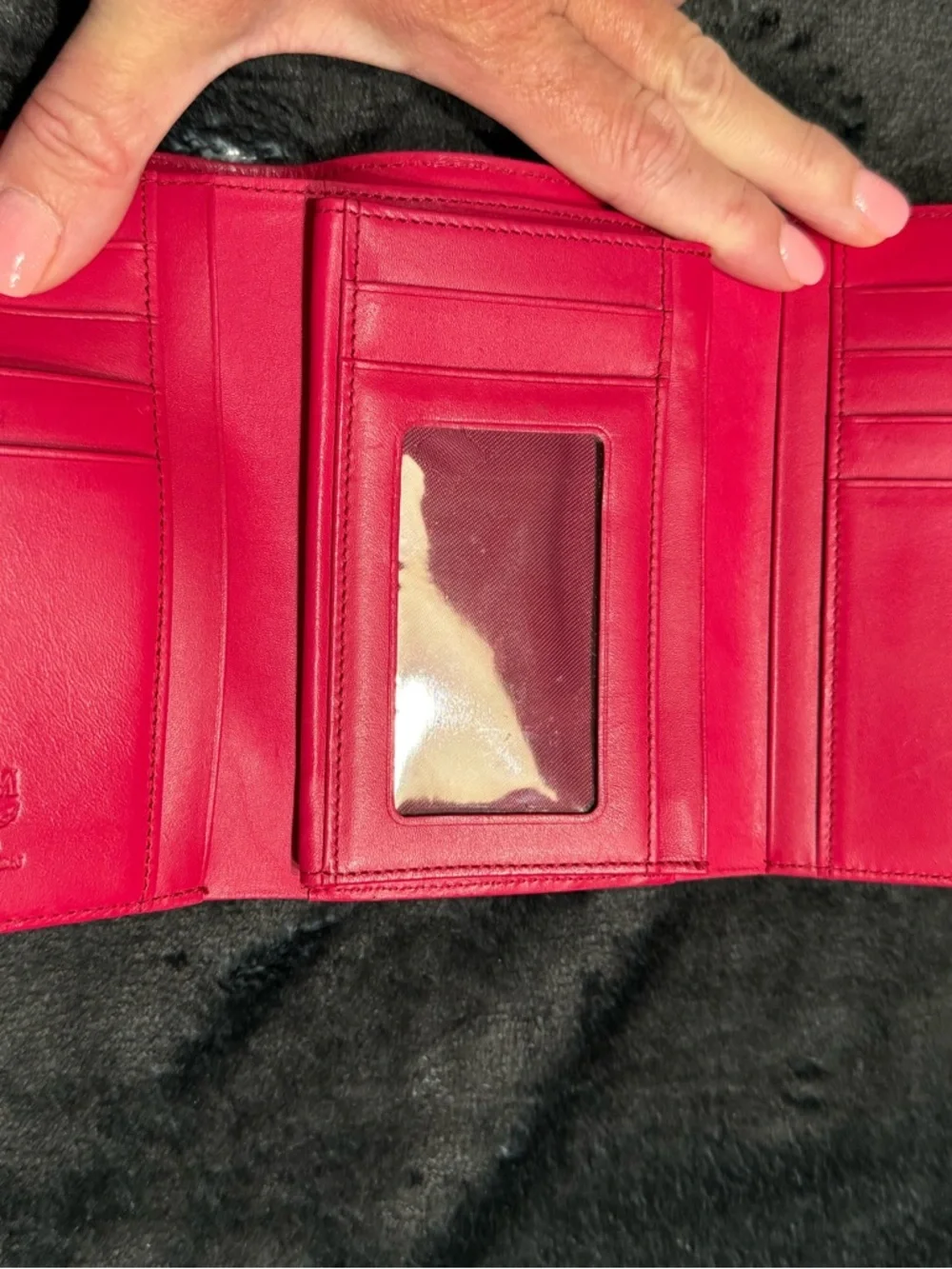 MCM White and Pink Logo Printed Wallet with Gold Hardware